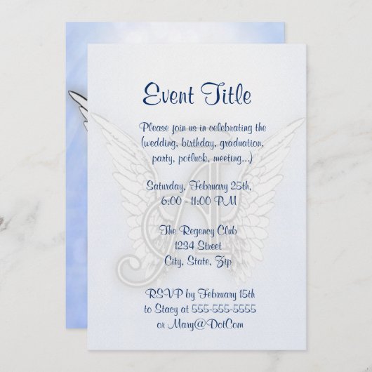 Angel Alphabet A Initiaal Kaart (Voorkant / Achterkant)