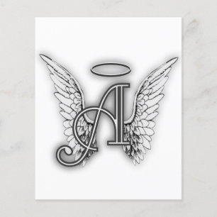 Angel Alphabet A Initiaal Latter Wings Halo