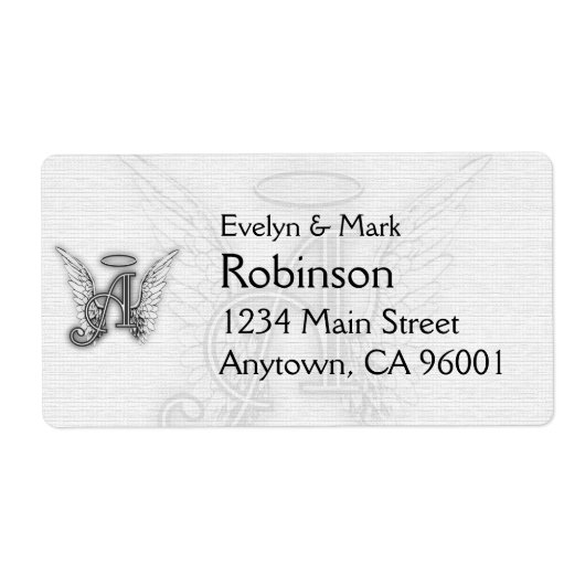 Angel Alphabet A Initiaal Latter Wings Halo Etiket (Voorkant)