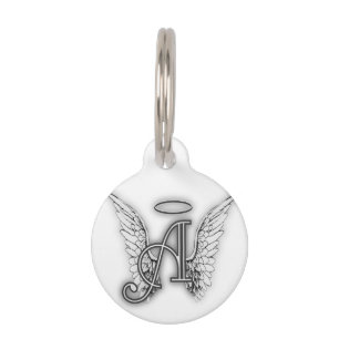 Angel Alphabet A Initiaal Latter Wings Halo Huisdierpenning