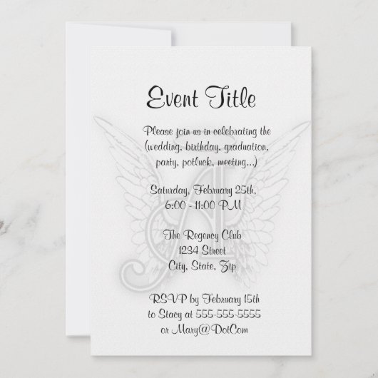 Angel Alphabet A Initiaal Latter Wings Halo Kaart (Voorkant)