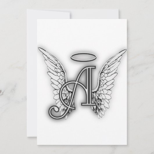Angel Alphabet A Initiaal Latter Wings Halo Kaart (Achterkant)