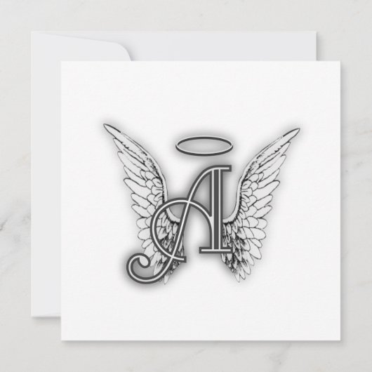 Angel Alphabet A Initiaal Latter Wings Halo Kaart (Achterkant)