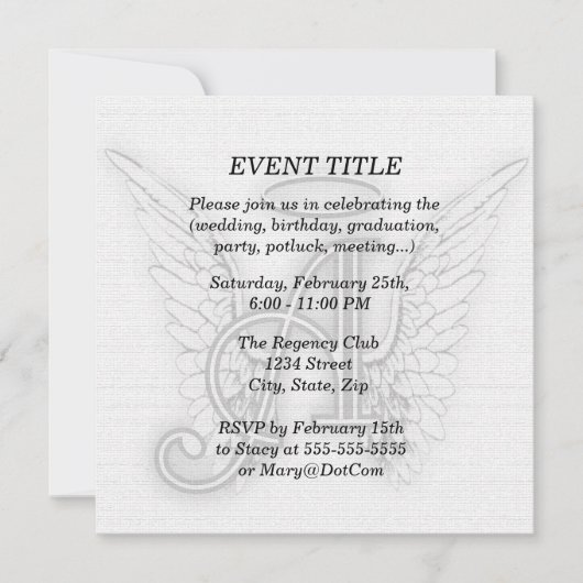 Angel Alphabet A Initiaal Latter Wings Halo Kaart (Voorkant)