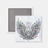 Angel Alphabet A Initiaal Latter Wings Halo Magneet (Voorkant / Achterkant)