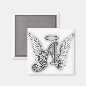 Angel Alphabet A Initiaal Latter Wings Halo Magneet (Voorkant / Achterkant)