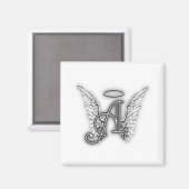 Angel Alphabet A Initiaal Latter Wings Halo Magneet (Voorkant / Achterkant)