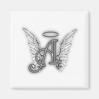 Angel Alphabet A Initiaal Latter Wings Halo Magneet