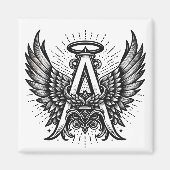 Angel Alphabet A Initiaal Latter Wings Halo Magneet (Voorkant)
