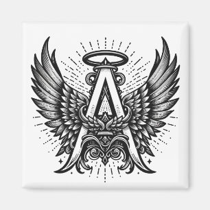 Angel Alphabet A Initiaal Latter Wings Halo Magneet