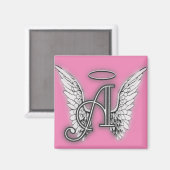 Angel Alphabet A Initiaal Latter Wings Halo Magneet (Voorkant / Achterkant)