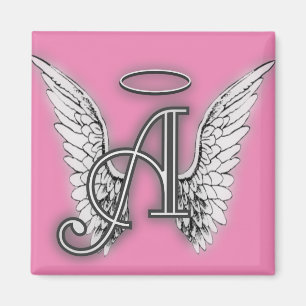 Angel Alphabet A Initiaal Latter Wings Halo Magneet