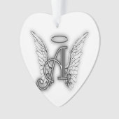 Angel Alphabet A Initiaal Latter Wings Halo Ornament (voorkant)