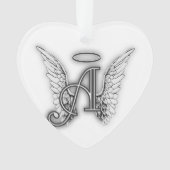 Angel Alphabet A Initiaal Latter Wings Halo Ornament (voorkant)