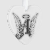 Angel Alphabet A Initiaal Latter Wings Halo Ornament (voorkant)