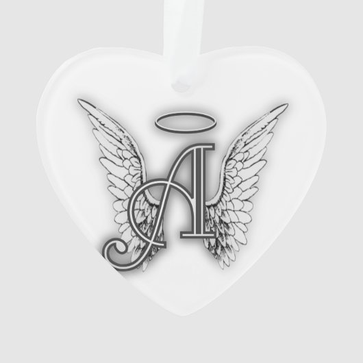 Angel Alphabet A Initiaal Latter Wings Halo Ornament (achterkant)