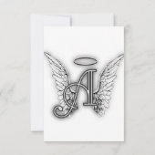 Angel Alphabet A Initiaal Latter Wings Halo RSVP Kaartje (Achterkant)