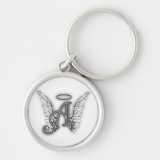 Angel Alphabet A Initiaal Latter Wings Halo Sleutelhanger (Voorkant)