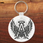 Angel Alphabet A Initiaal Latter Wings Halo Sleutelhanger (Achterkant)