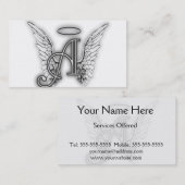 Angel Alphabet A Initiaal Latter Wings Halo Visitekaartje (Voorkant / Achterkant)