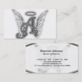 Angel Alphabet A Initiaal Latter Wings Halo Visitekaartje (Voorkant / Achterkant)