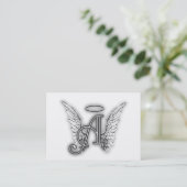Angel Alphabet A Initiaal Latter Wings Halo Visitekaartje (Staand voorkant)