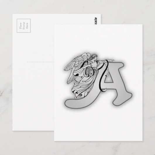 Angel Alphabet A Initiaal Monogram Briefkaart (Voorkant / Achterkant)