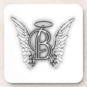 Angel Alphabet B Initiaal Latter Wings Halo Bier Onderzetter