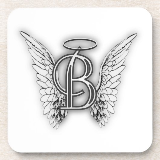 Angel Alphabet B Initiaal Latter Wings Halo Bier Onderzetter (Voorkant)