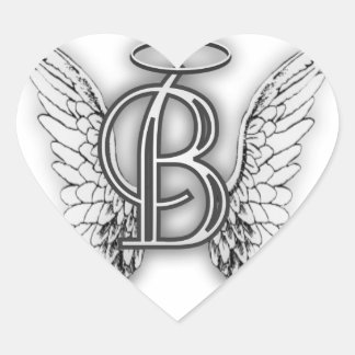 Angel Alphabet B Initiaal Latter Wings Halo Hart Sticker