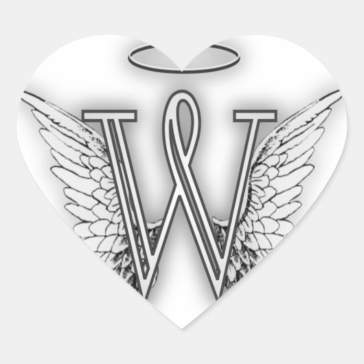 Angel Alphabet B Initiaal Letter Wings Halo Hart Sticker (Voorkant)