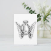 Angel Alphabet D Initiaal Latter Wings Halo Briefkaart (Staand voorkant)
