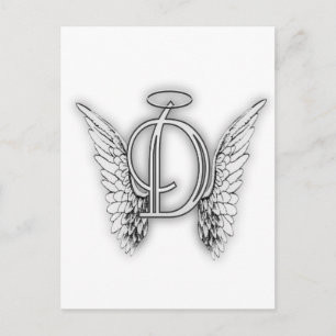 Angel Alphabet D Initiaal Latter Wings Halo Briefkaart