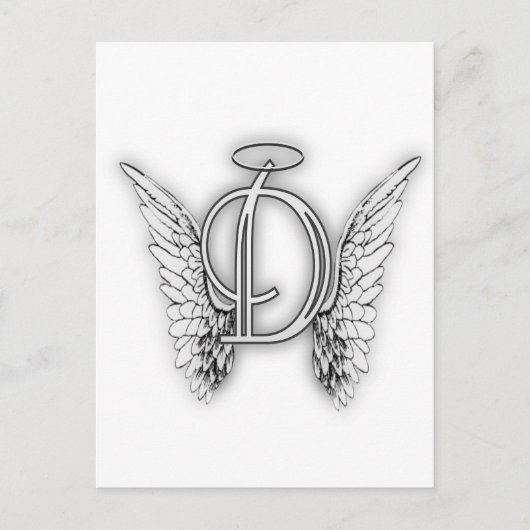Angel Alphabet D Initiaal Latter Wings Halo Briefkaart (Voorkant)