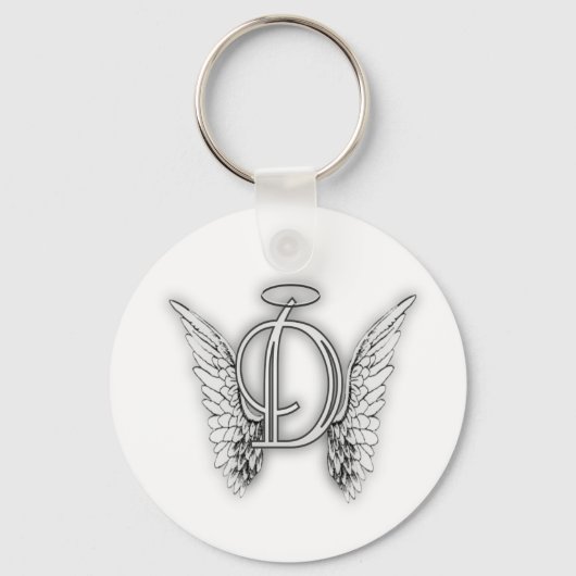 Angel Alphabet D Initiaal Latter Wings Halo Sleutelhanger (Voorkant)