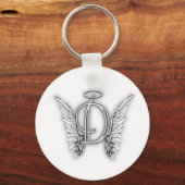 Angel Alphabet D Initiaal Latter Wings Halo Sleutelhanger (Voorkant)