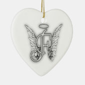 Angel Alphabet F Initiaal Latter Wings Halo Keramisch Ornament (Rechts)