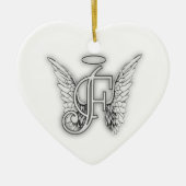 Angel Alphabet F Initiaal Latter Wings Halo Keramisch Ornament (Voorkant)
