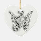 Angel Alphabet F Initiaal Latter Wings Halo Keramisch Ornament (Achterkant)