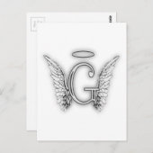 Angel Alphabet G Initiaal Latter Wings Halo Briefkaart (Voorkant / Achterkant)