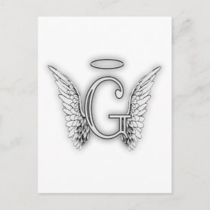Angel Alphabet G Initiaal Latter Wings Halo Briefkaart