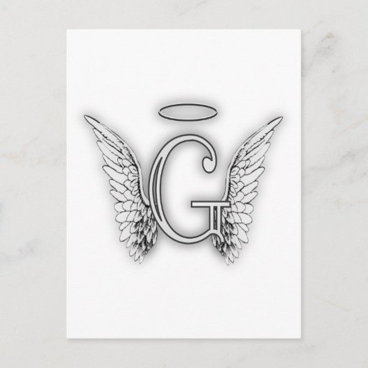 Angel Alphabet G Initiaal Latter Wings Halo Briefkaart (Voorkant)