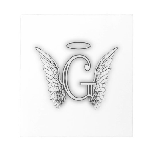 Angel Alphabet G Initiaal Latter Wings Halo Notitieblok (Voorkant)