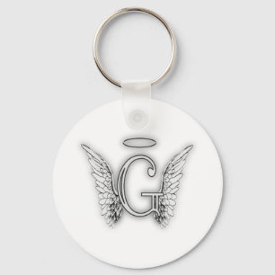 Angel Alphabet G Initiaal Latter Wings Halo Sleutelhanger