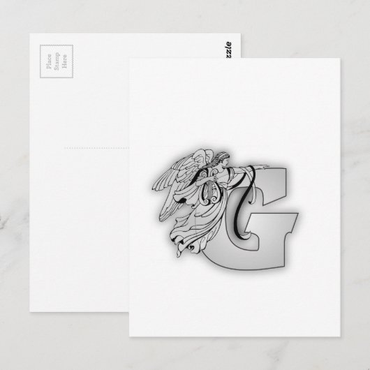 Angel Alphabet G Initiaal Monogram Briefkaart (Voorkant / Achterkant)