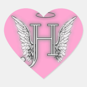 Angel Alphabet H Initiaal Latter Wings Halo Hart Sticker