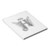 Angel Alphabet H Initiaal Latter Wings Halo Notitieblok (Schuin)