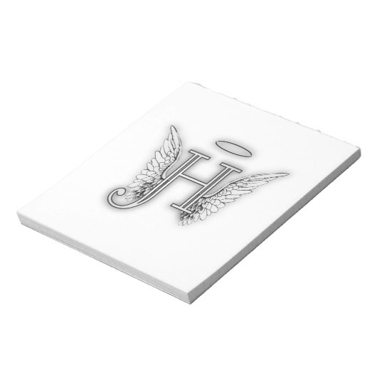 Angel Alphabet H Initiaal Latter Wings Halo Notitieblok (Linkerzijde)