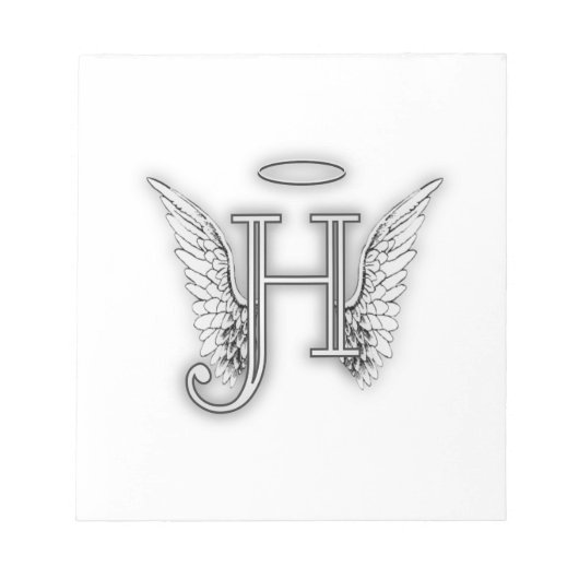 Angel Alphabet H Initiaal Latter Wings Halo Notitieblok (Voorkant)