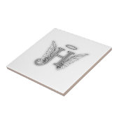 Angel Alphabet H Initiaal Latter Wings Halo Tegeltje (Zijkant)